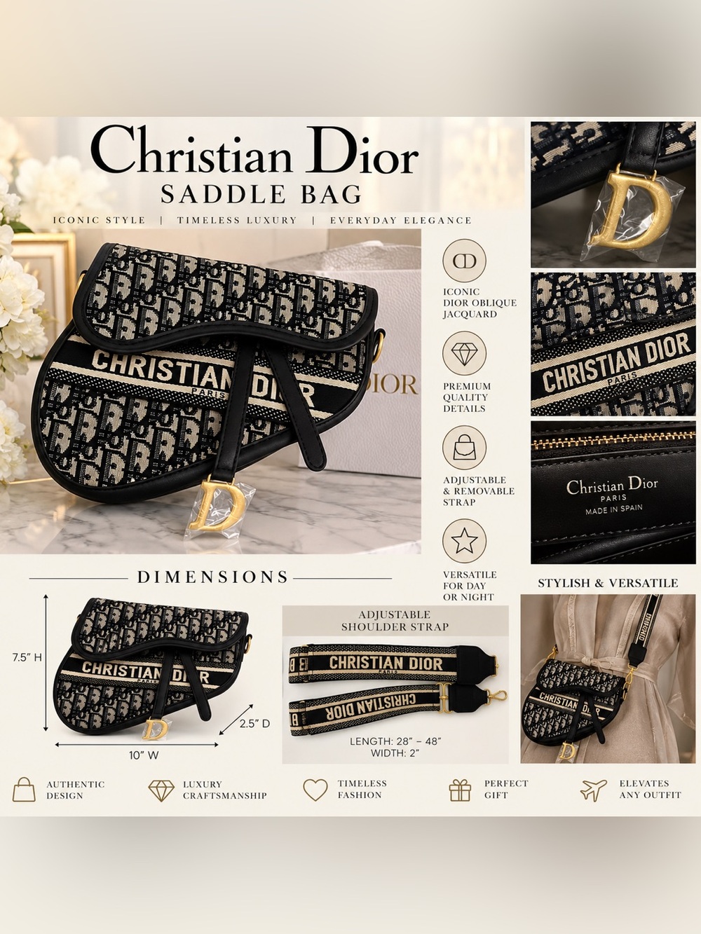 Monogram Embroidered Saddle Bag
